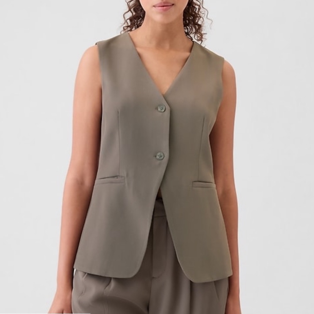NEW Gap Longline Twill Vest sz XS